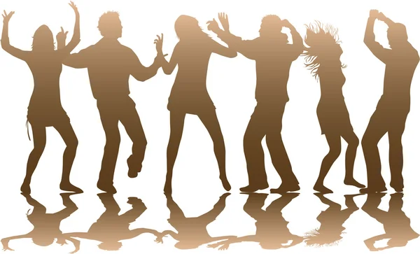 Dancing people silhouettes. — Stock Vector