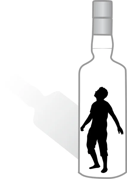 Silhouette of a man in a bottle — Stock Vector