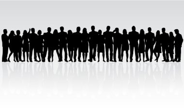 Bir grup insan. Bir sürü insan silueti.