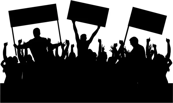 Protest people crowd silhouette. — Stock Vector