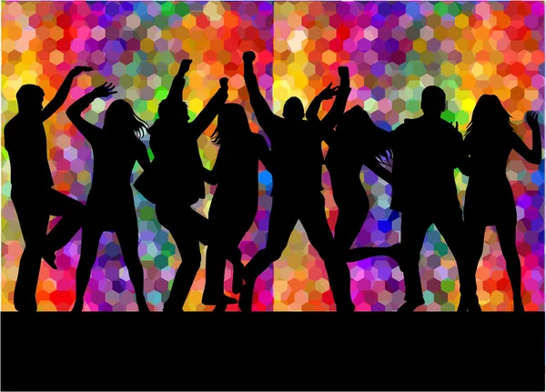 Dancing people silhouettes. — Stock Vector