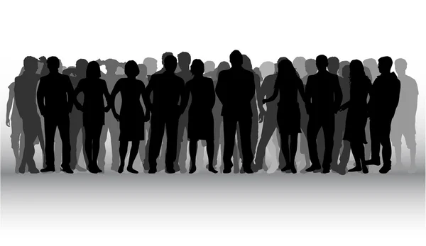 Grupo de personas. Multitud de personas siluetas. — Vector de stock