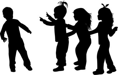 Çocuk siluetleri. Kavramsal çizimi.