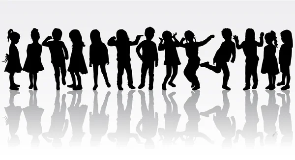 Kinderen silhouetten. Conceptuele afbeelding. — Stockvector