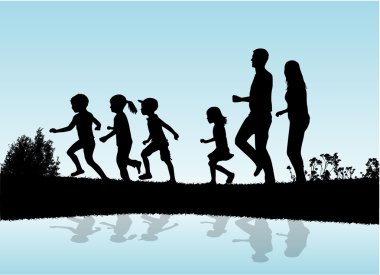 Bahçedeki aile eğlence.