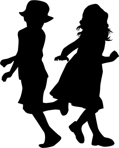 Silhouettes of children playing. — Stock Vector