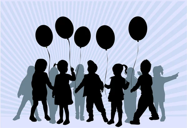 Kinderen silhouetten. Abstracte achtergrond. — Stockvector