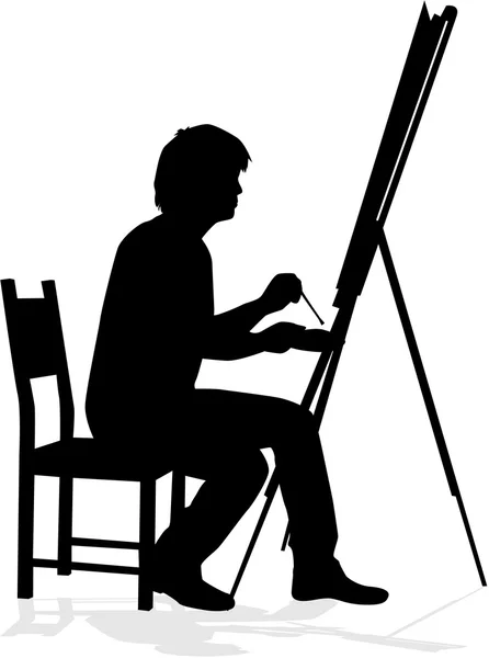 Artist painted the picture on an easel. — Stock Vector