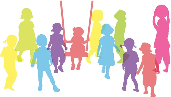 Group of children - silhouettes of conceptual. — Stock Vector