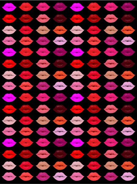 Collection of women's mouth painted lipstick. — Stock Vector