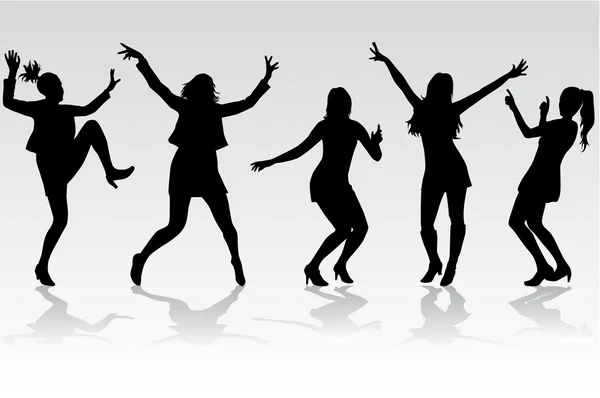 Dansende vrouwen silhouetten. — Stockvector