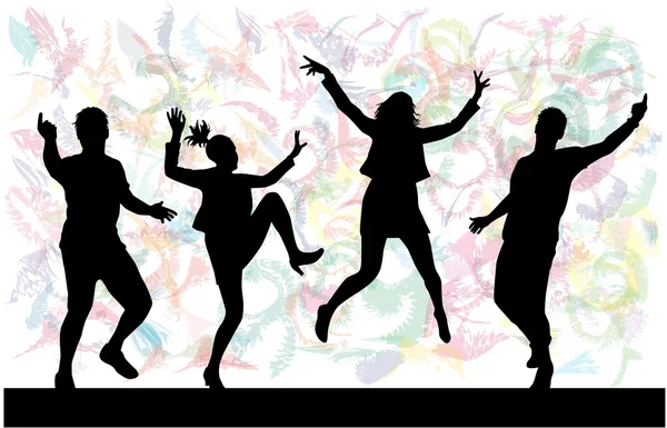 Dancing people silhouettes. — Stock Vector