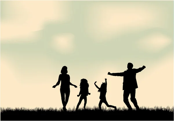 Silhouettes familiales dans la nature . — Image vectorielle