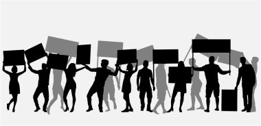 Protesto insanlar kalabalık siluet.