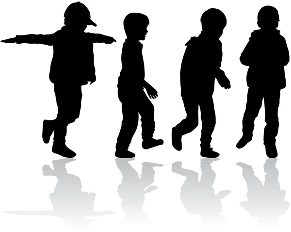 Silhouettes of children. — Stock Vector