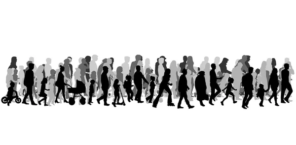 Group of people. Crowd of people silhouettes. — Stock Vector