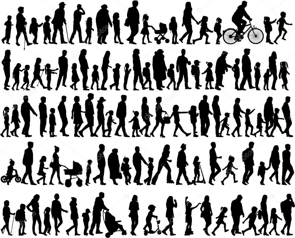 Large collection of silhouettes concept.