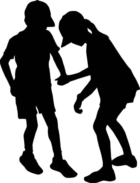 Silhouette Enfants Sur Fond Blanc — Image vectorielle