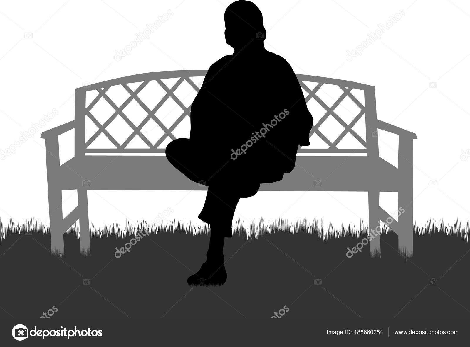 벤치에 사람의 실루엣 스톡 벡터 - ©pablonis 488660254, image size:1600x1184