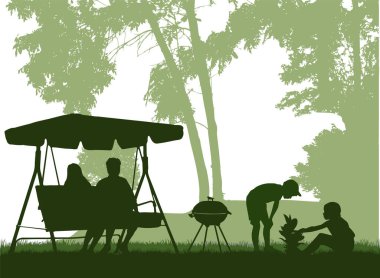 Bahçedeki Gabeque Barbekü 'de barbekü, aile boş zamanlarını geçirir..