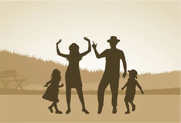 Family silhouettes — Stock Vector