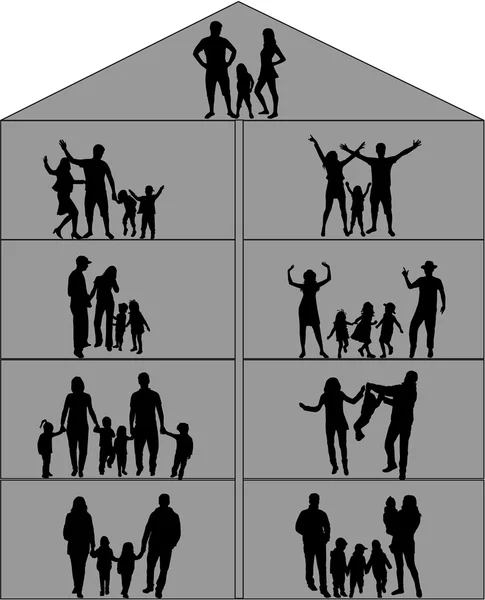 Rodinné siluety — Stockový vektor