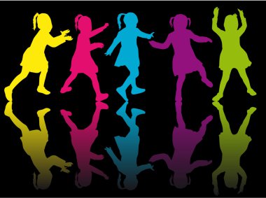 grup çocuk silhouettes