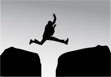 Zıplayan bir adamın silüeti.