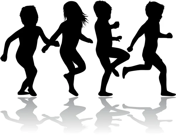 Kinderen Silhouet — Stockvector