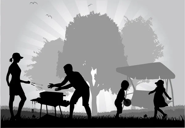 Familienpicknick im Garten — Stockvektor