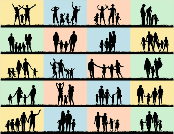 Family silhouettes — Stock Vector