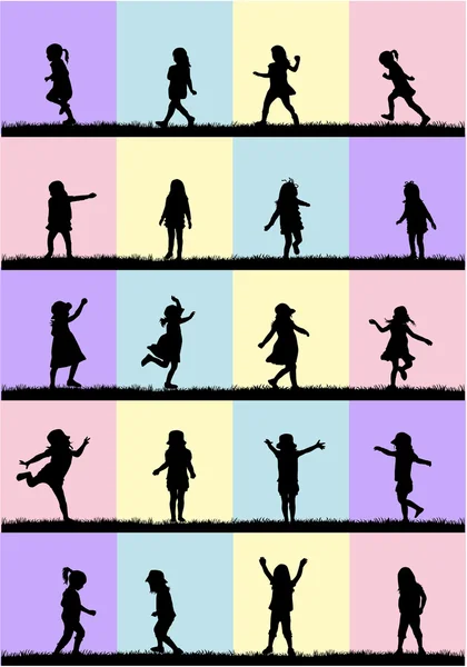 Children silhouette — Stock Vector