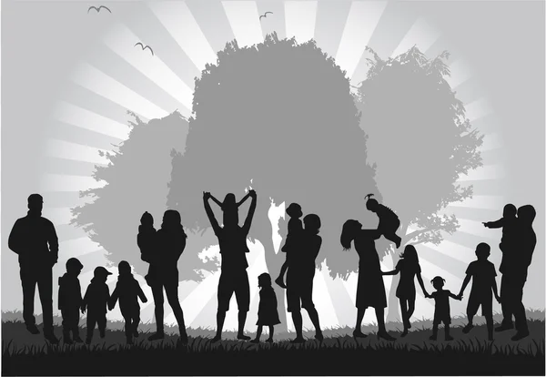 Family silhouettes — Stock Vector