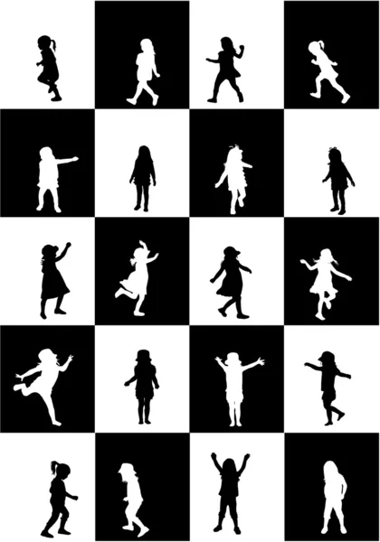 Kinderen Silhouet — Stockvector