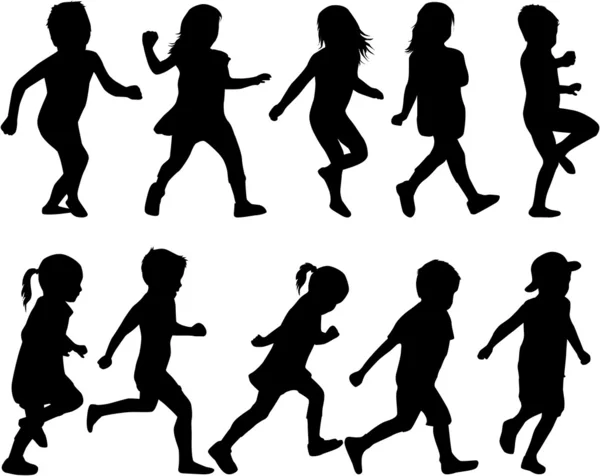 Kinderen Silhouet — Stockvector