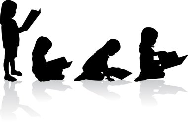 kitap okurken bir kız silüeti.