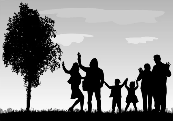 Family silhouettes — Stock Vector