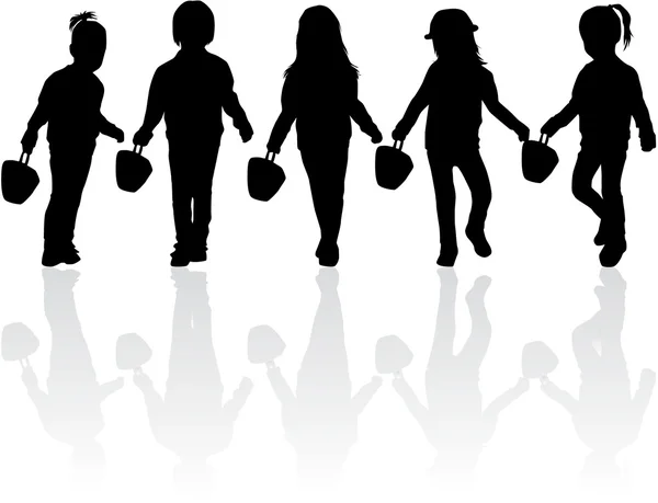 Silhouettes enfants — Image vectorielle