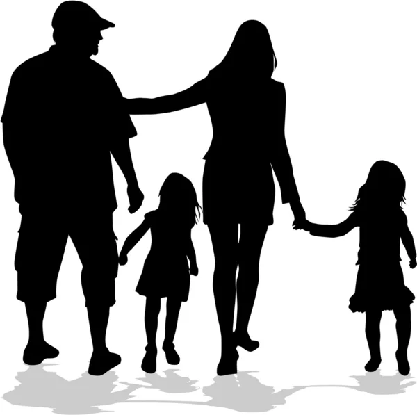 Familie silhouetten — Stockvector