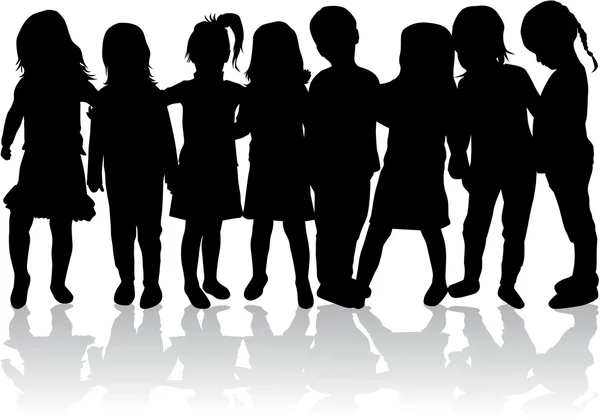 Kinderen Silhouetten — Stockvector