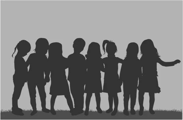 Kinderen Silhouetten — Stockvector