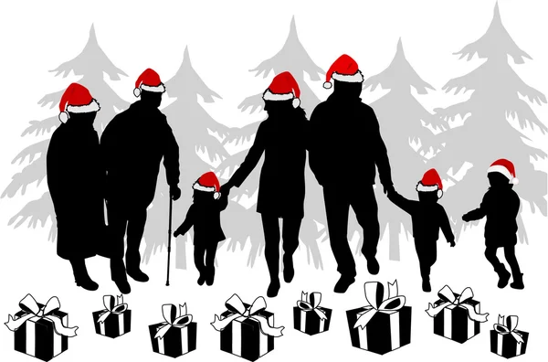 Famille de Noël — Image vectorielle