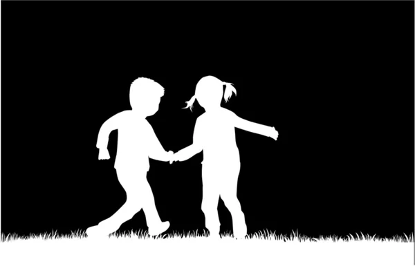 Children silhouettes — Stock Vector