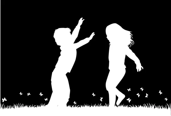 Children silhouettes — Stock Vector