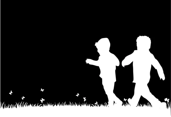 Children silhouettes — Stock Vector