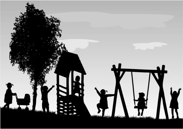 Children at the playground. — Stock Vector