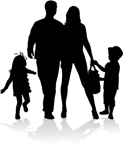 Family silhouettes — Stock Vector