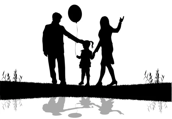 Family silhouettes — Stock Vector