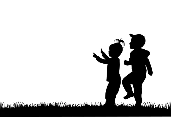 Children silhouettes — Stock Vector