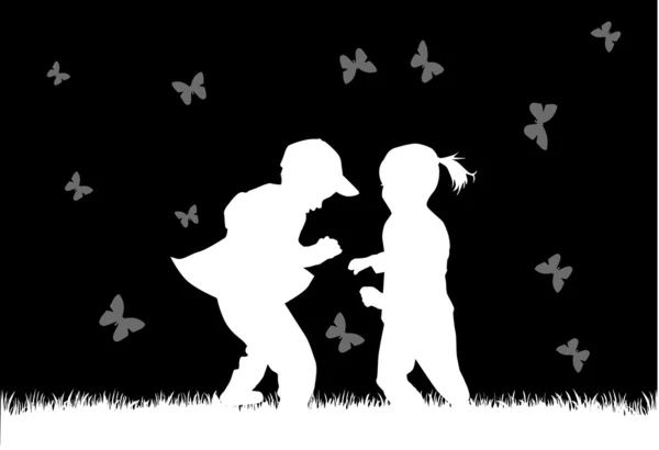 Kinderen Silhouetten — Stockvector